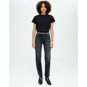 RE/DONE 70's Ultra High Waist Raw Hem Stovepipe Jeans - Washed Noir 31
